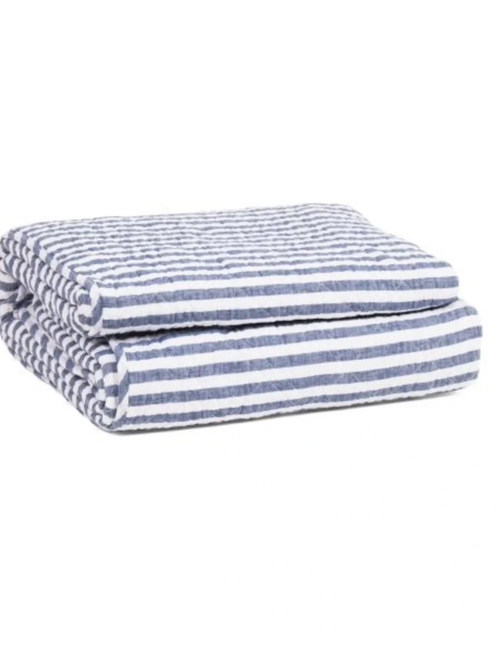 Brooks Brothers Navy and White Striped Linen-Cotton Quilt Set